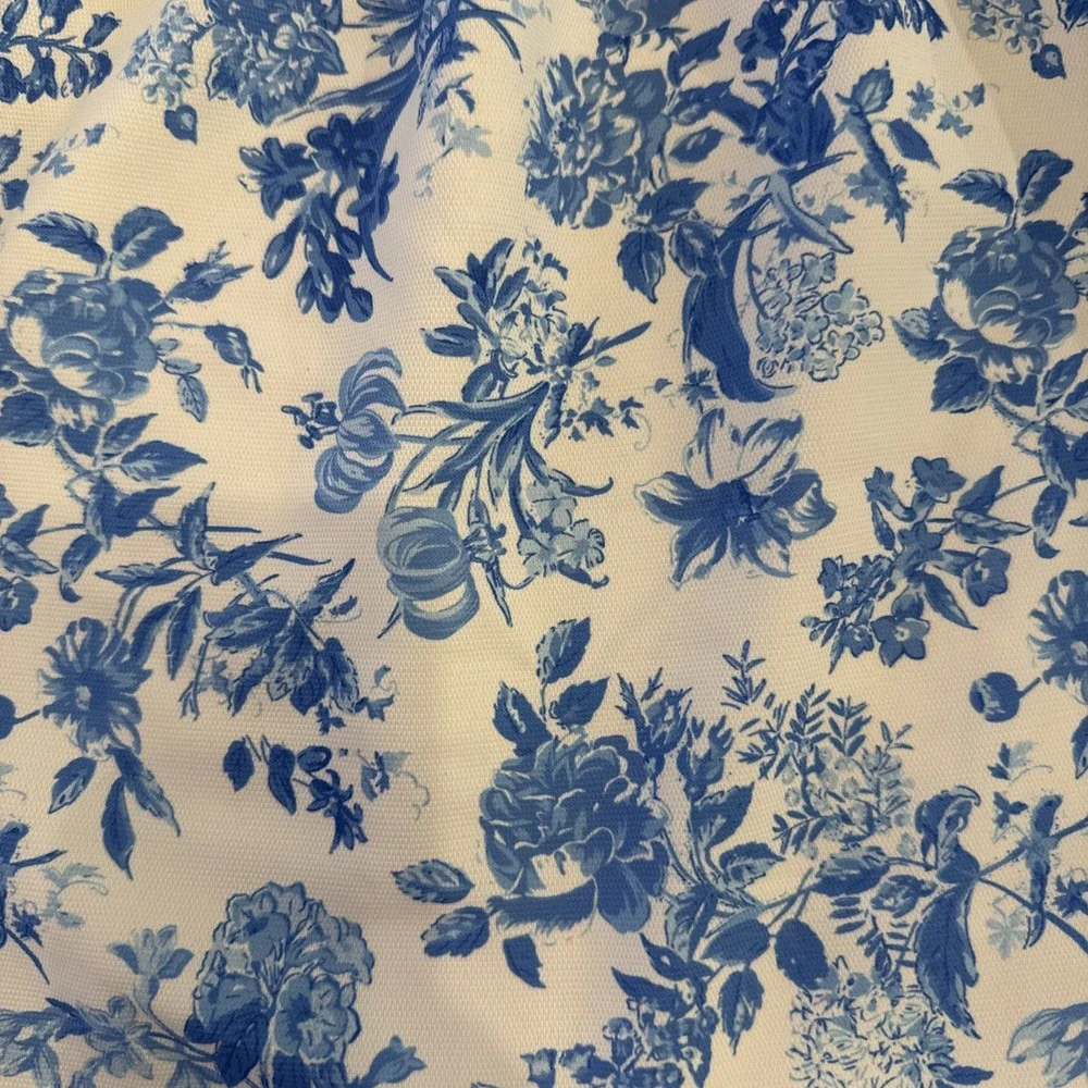 Tuckernuck Marguerite Top Women's Size M white blue floral off shoulder blouse